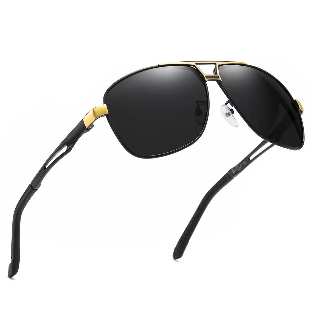 Men's orange-red polarised aviator sunglasses with a metal frame.