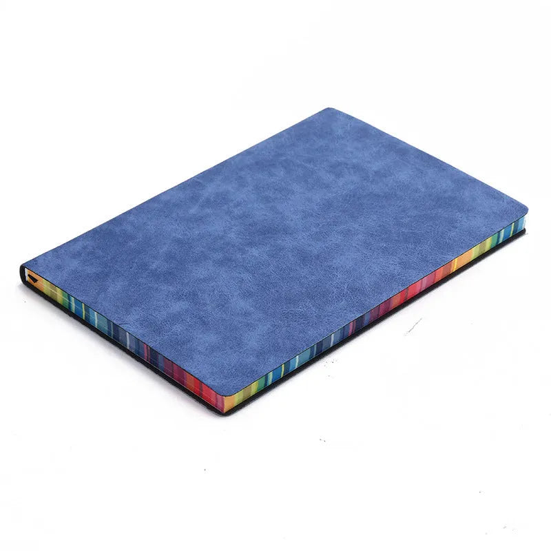 A5 leather notebook with rainbow side, lock line binding, and 96 sheets of Daolin paper