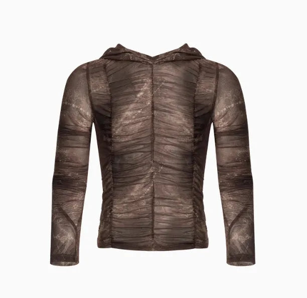 Boys lightweight ice silk bottoming shirt in picture colour with printing pleating design