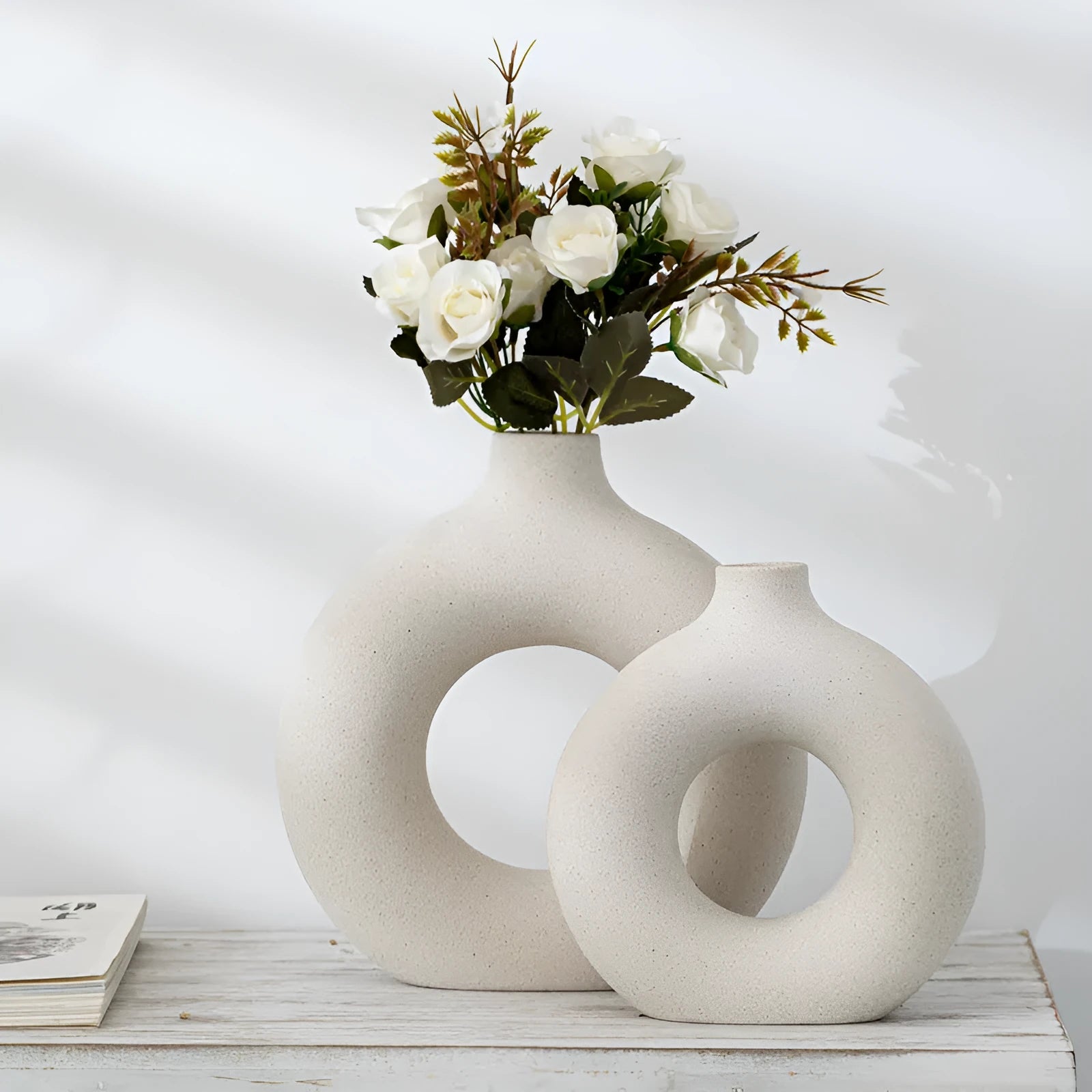 Frosted porcelain biscuit vase with unglazed finish for flower arranging in modern minimalist style