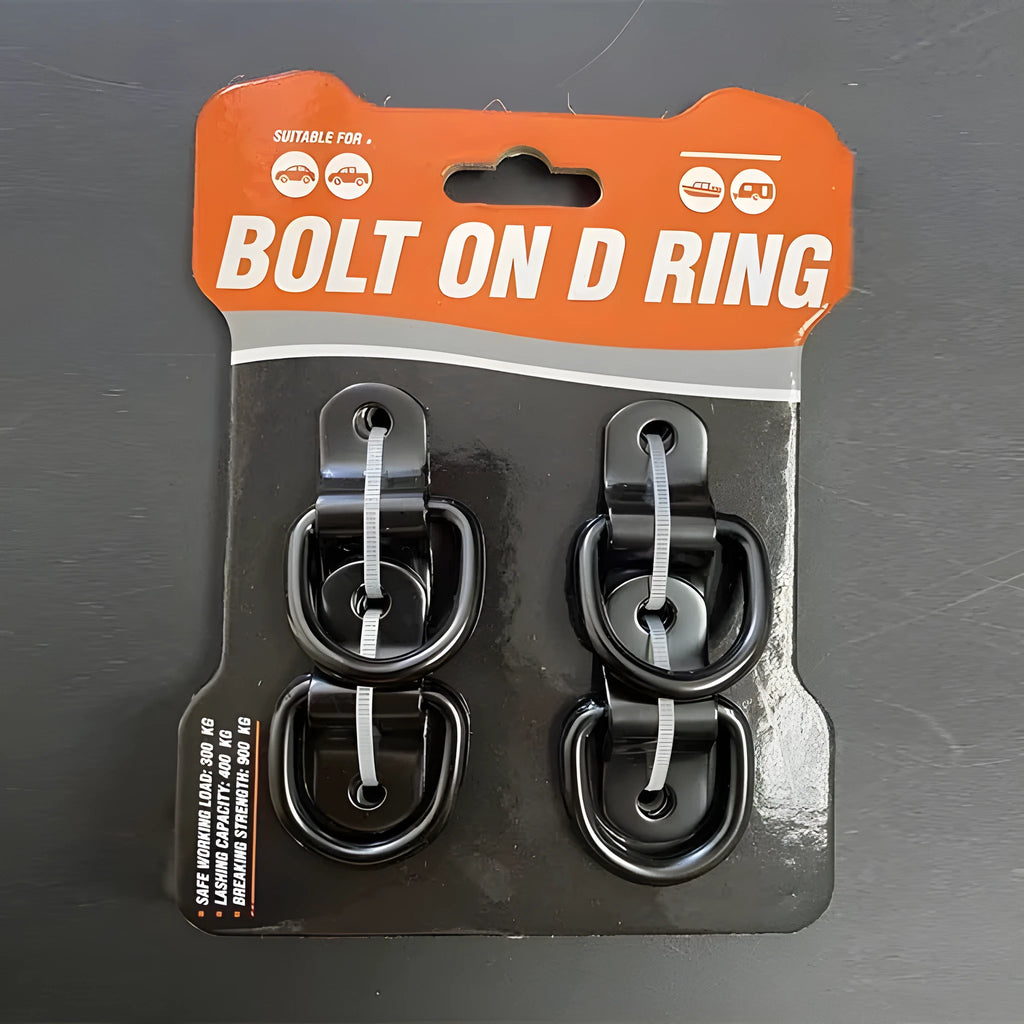 Black galvanised carbon steel pull ring floor hook for truck cargo securement.