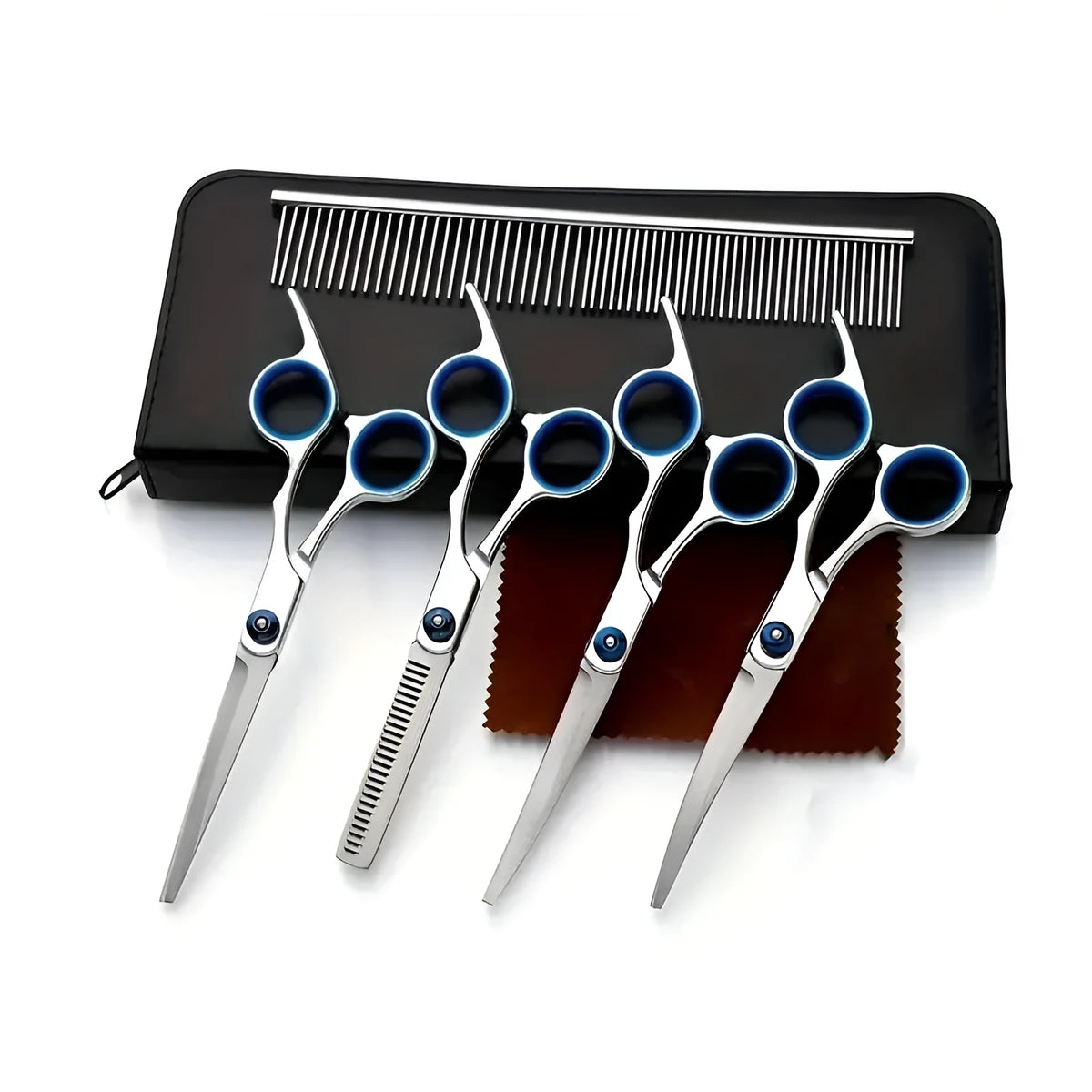 Portable metal dog grooming scissors set supplied as a split hat pet scissors set for home use