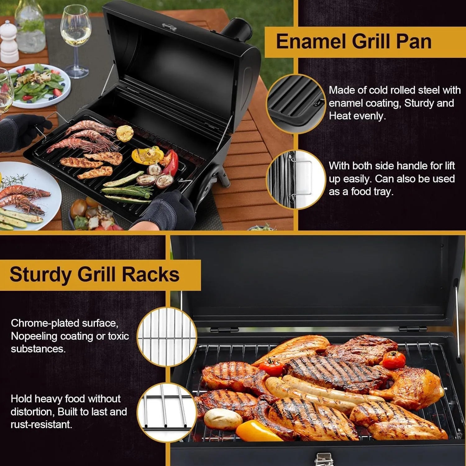 Small folding metal desktop barbecue smoking device with charcoal grill.