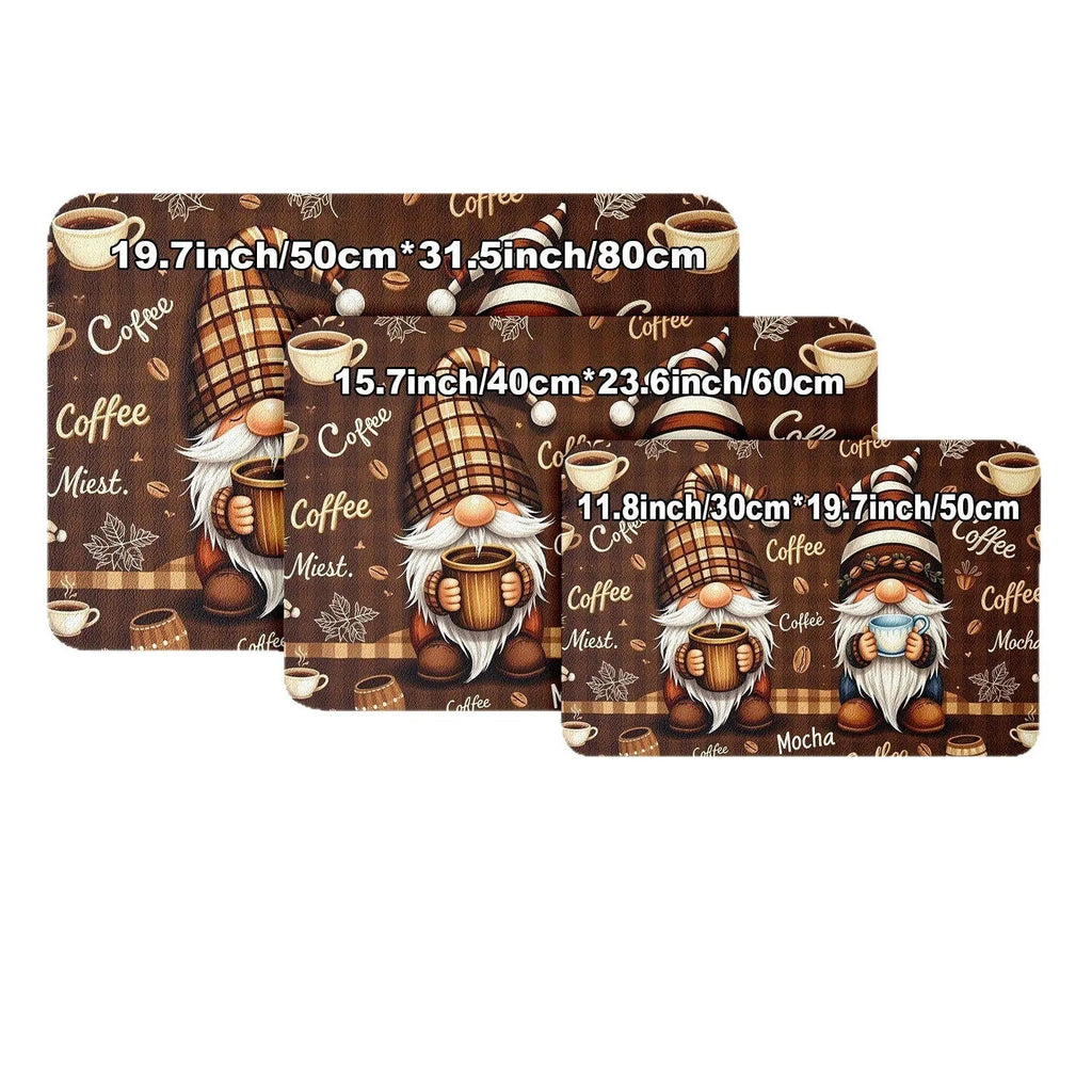 Square PVC kitchen countertop draining pad for coffee maker in K Coffee Time design, 30x40cm to 50x60cm