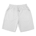 Men's black and white checkerboard plaid loose sports shorts with an elastic waistband.