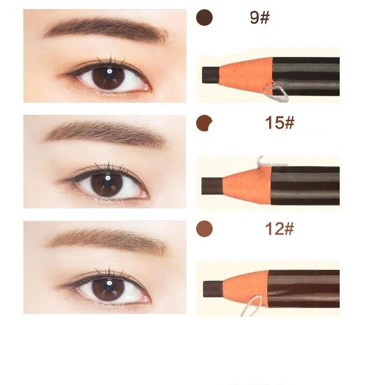 Brown microblading eyebrow pen 2.8G with soft coloured paper roll, crayon core, and protective cap