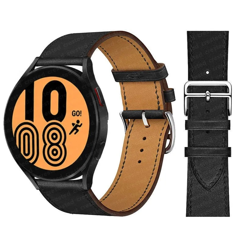 Microfiber single ring leather watch strap in brown with straight buckle, 20mm width