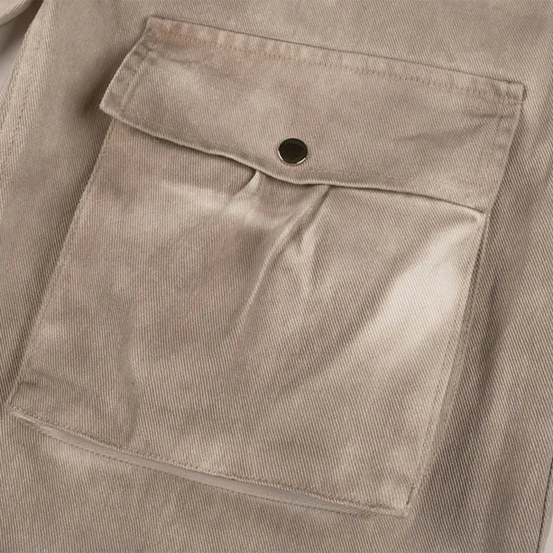 Marble dark straight loose A-line casual trousers in pure cotton denim fabric