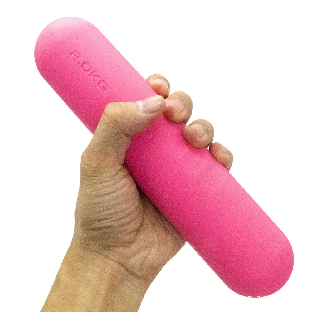 Silicone edged hand-drawn dumbbell stick fitness equipment in various colours