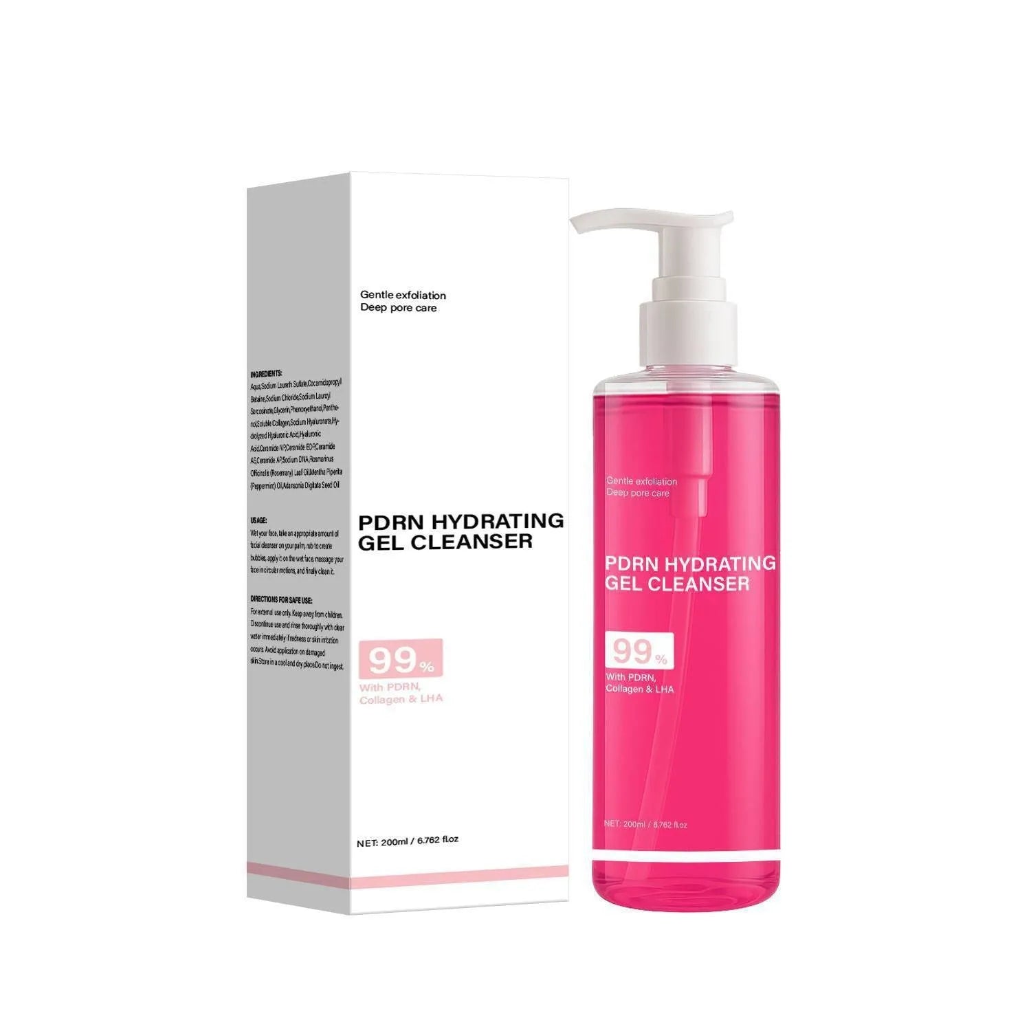 PDRN jelly foam facial cleanser 200ml tube with moisturising formula for daily face washing