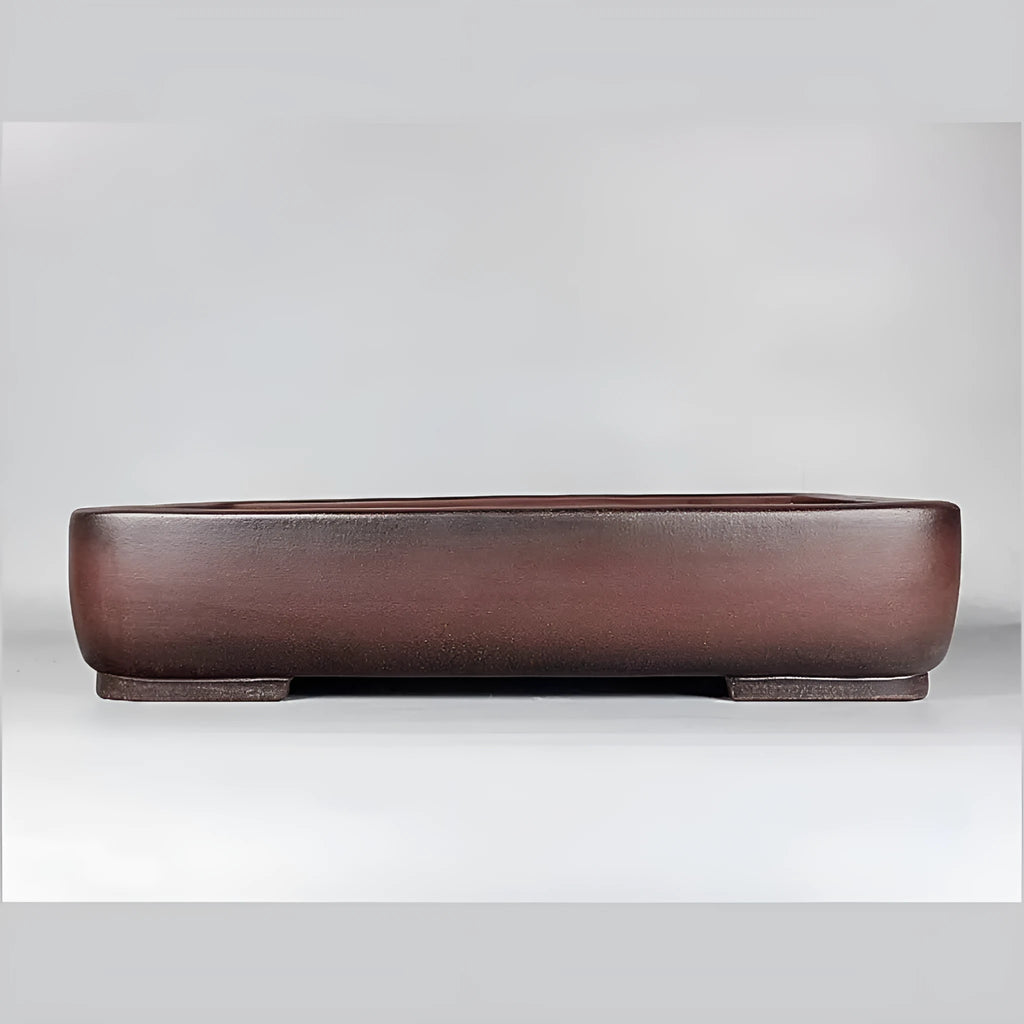 Handmade antique rectangular purple clay flower pot with traditional finish
