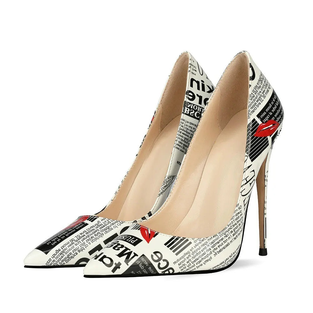 Women's pointed toe stiletto heels with rhinestone decoration on solid colour microfiber upper, 12cm heel height