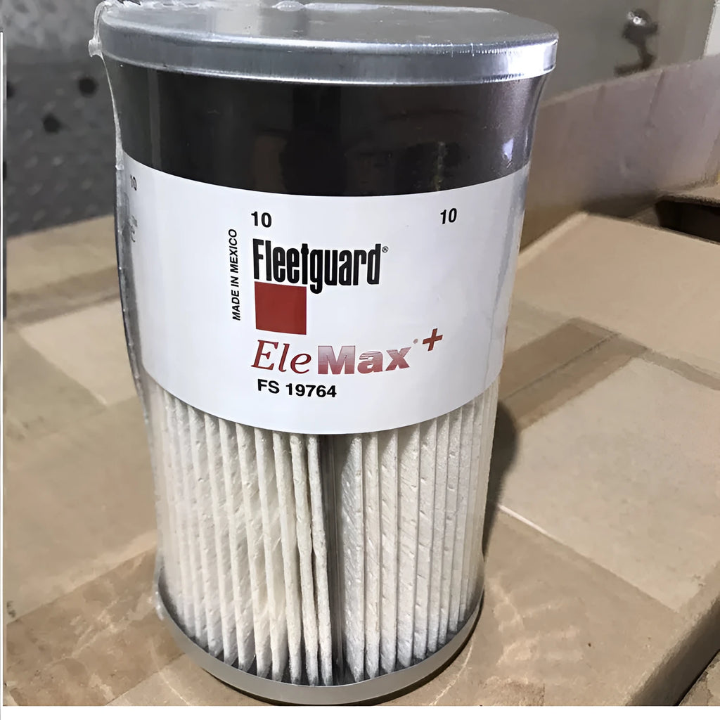 FS19764 diesel fuel filter with dimensions and paper element for generator and automotive use.