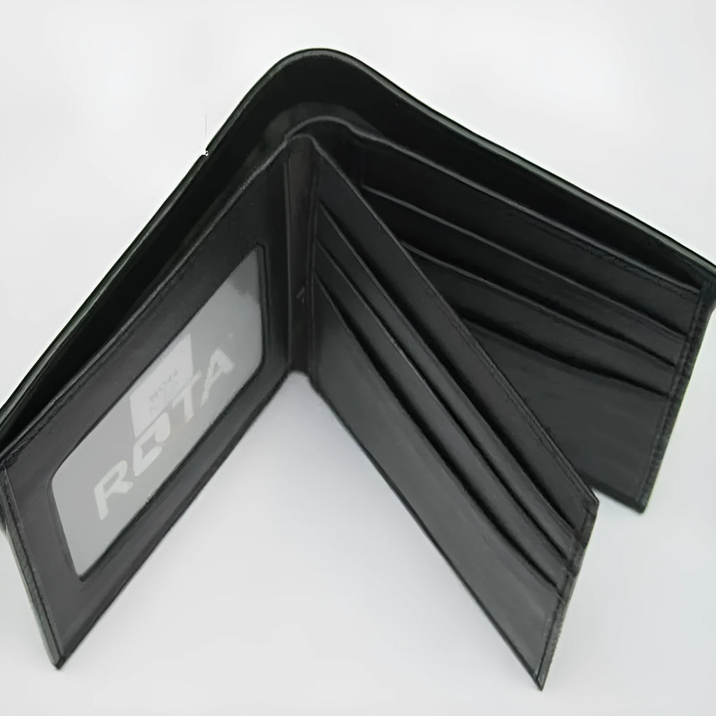 Genuine pearl fishskin leather wallet with horizontal square shape and visible sewing thread detailing