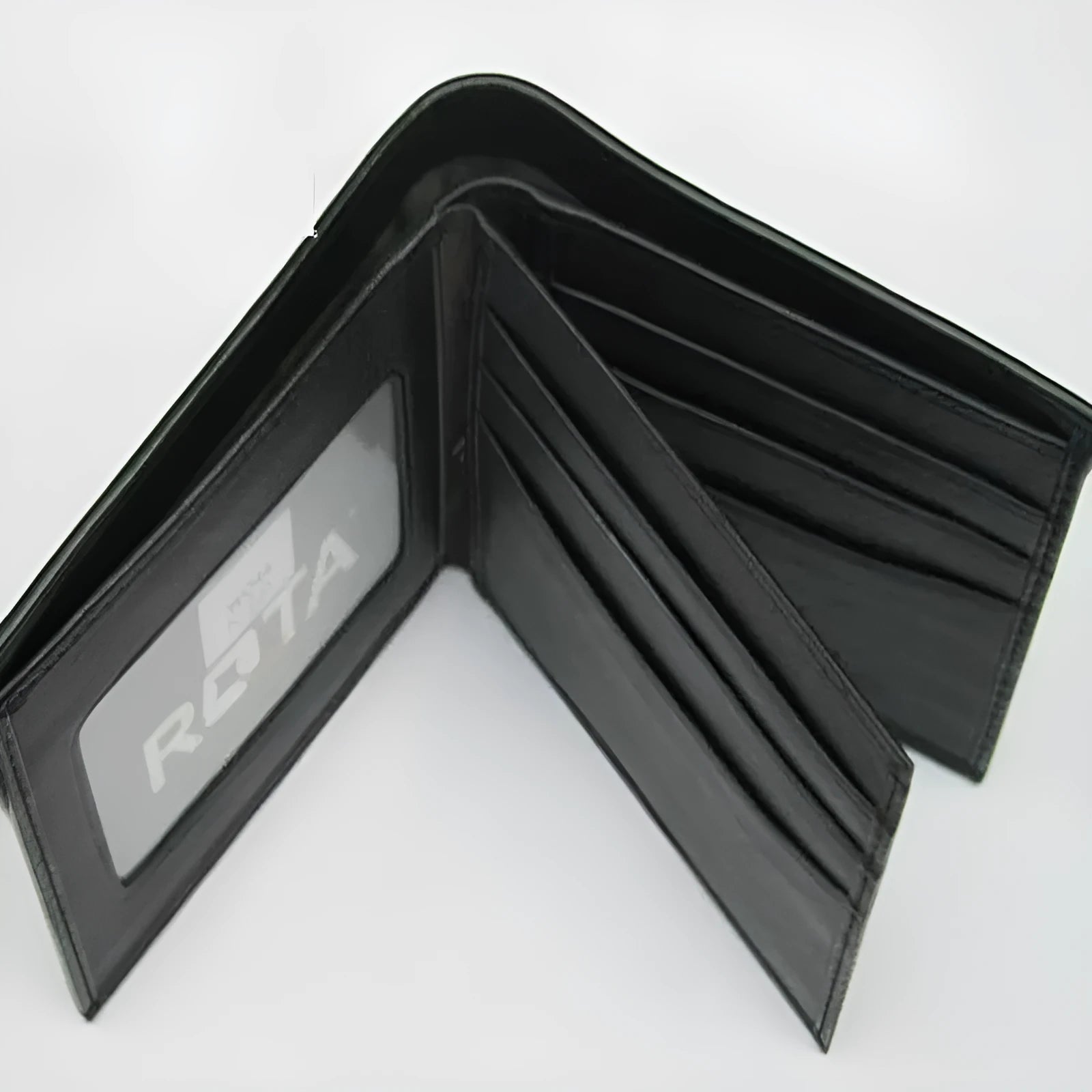 Genuine pearl fishskin leather wallet with horizontal square shape and visible sewing thread detailing