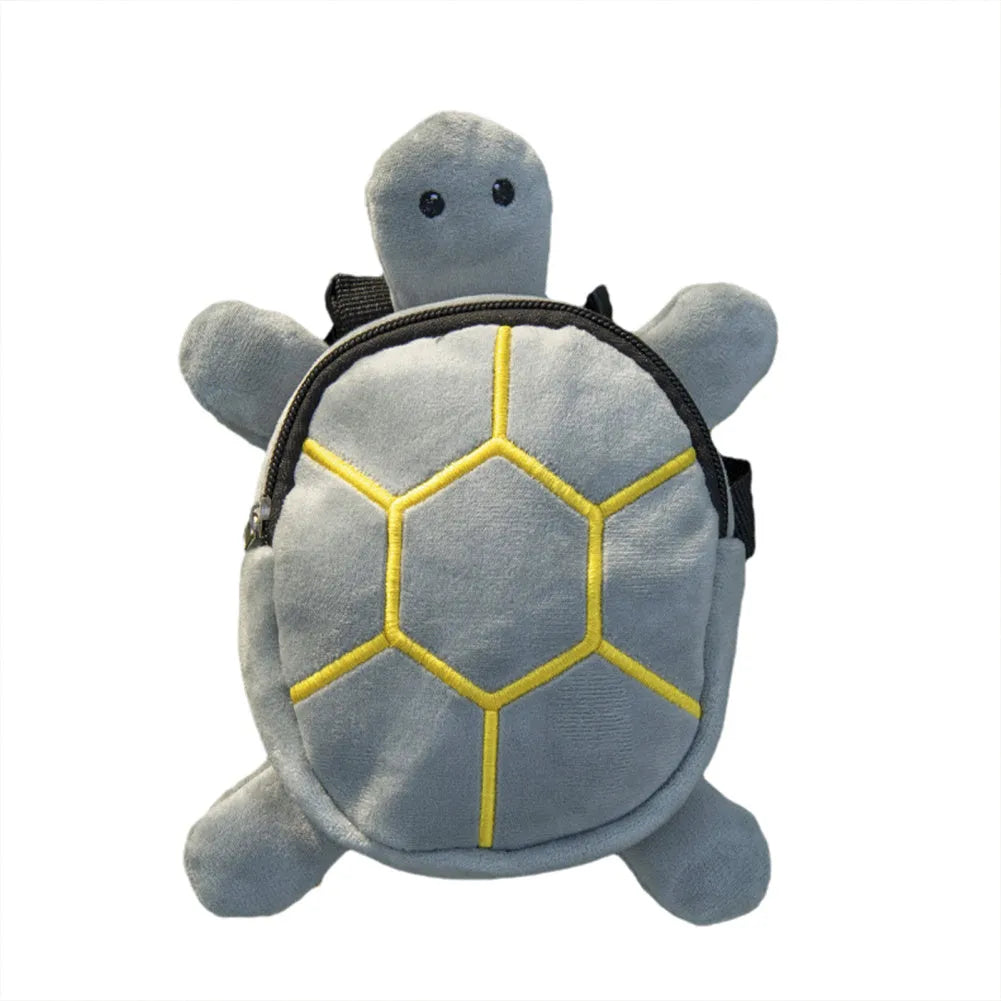 Cartoon turtle shape velvet dog backpack harness vest with metal zipper in brown colour