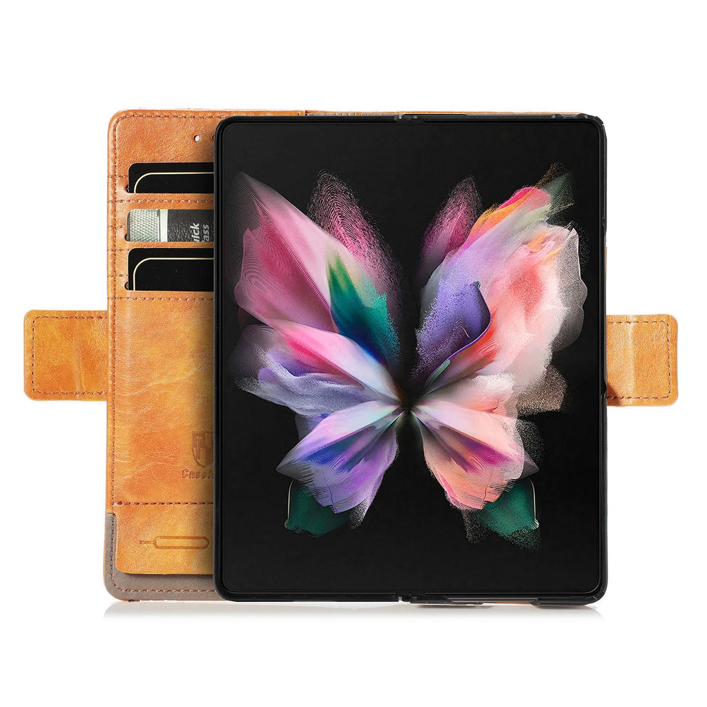Samsung Galaxy Z Fold4 5G and Z Fold3 5G TPU leather folding phone case with bracket and card holder in six colours
