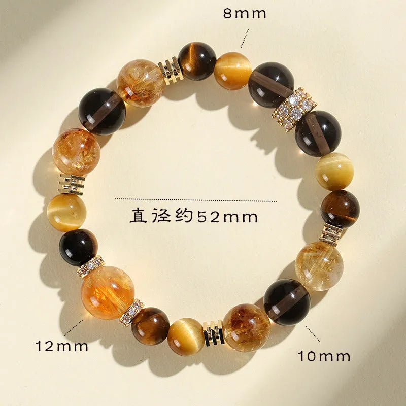 Natural yellow artificial crystal tower string bead bracelet with 10mm Jinba style design