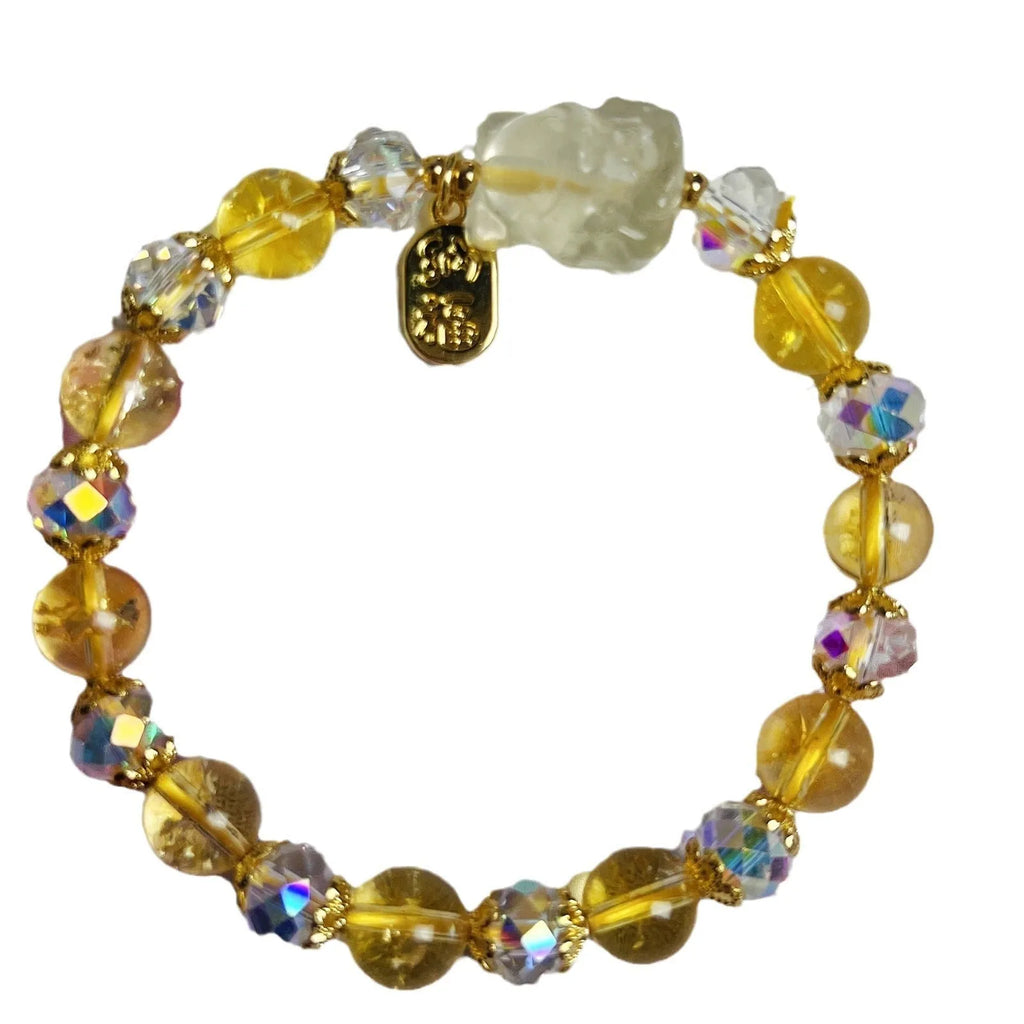 Handmade natural citrine nine-tail fox bracelet for women with original crystal design