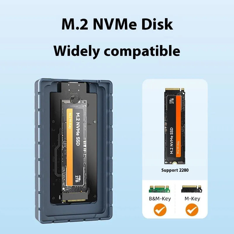 USB4 hard disk enclosure in aluminium alloy for NVMe M.2 SSD drives with 40Gbps speed