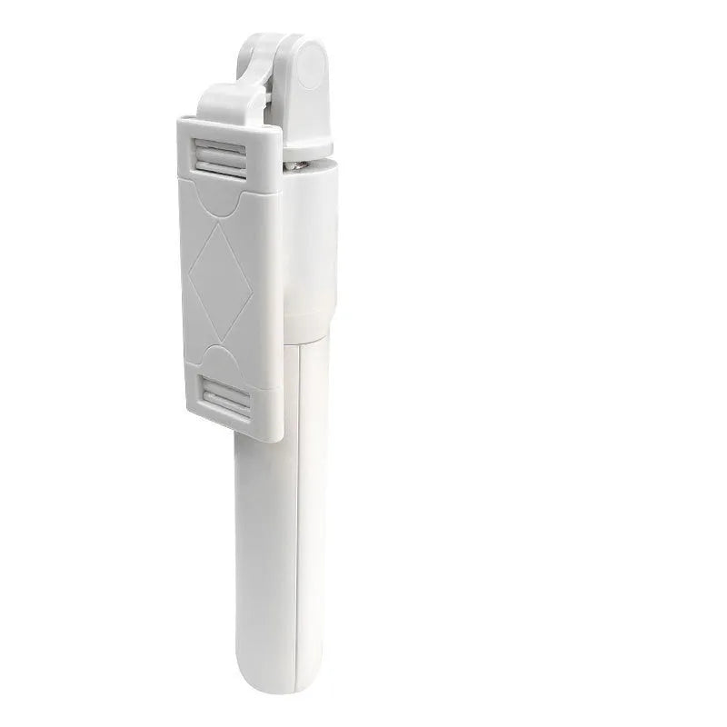 Bluetooth selfie stick tripod folded at 195mm in A White colour, compatible with iPhone Android and Huawei smartphones