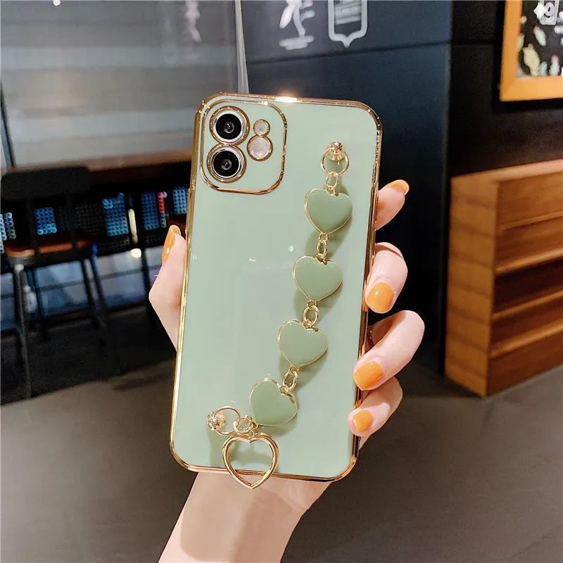 Samsung Galaxy silicone phone case with glass bracelet component in solid colour options