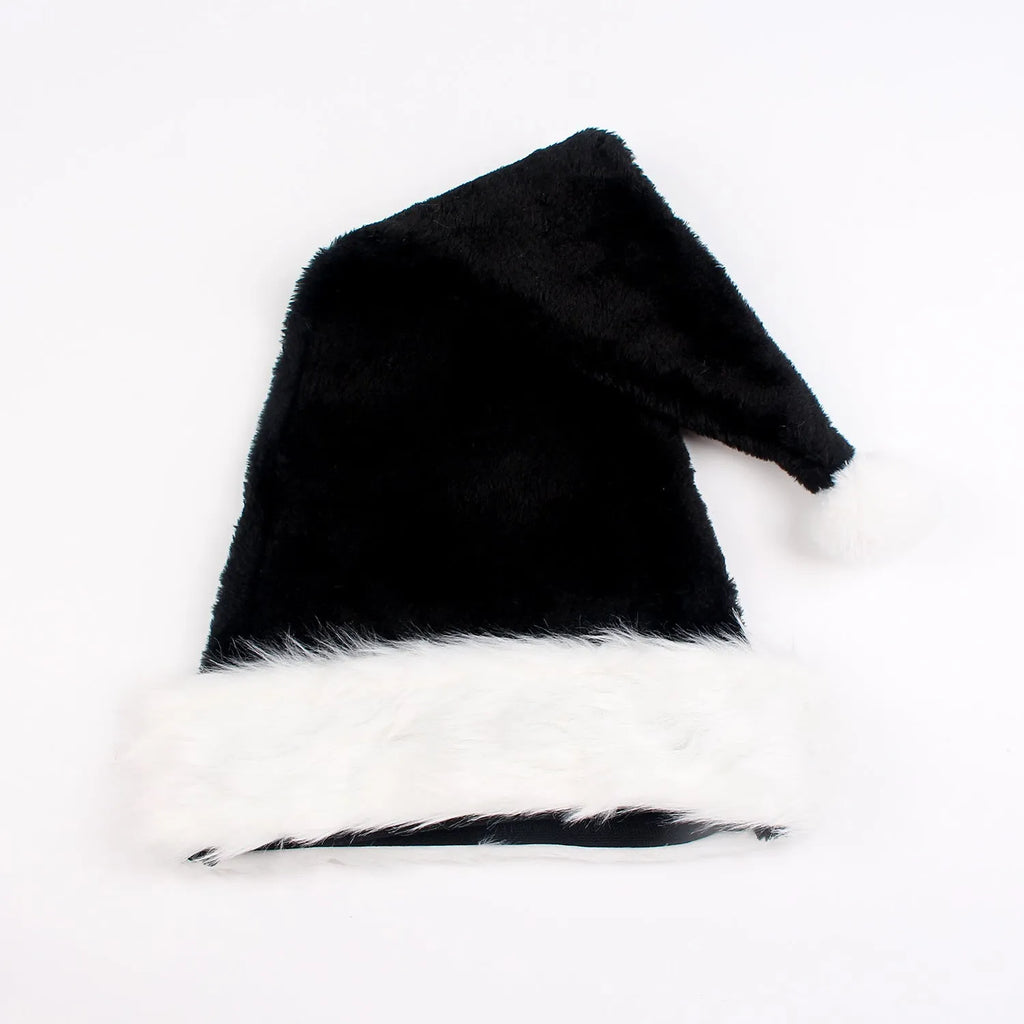Thickened plush Christmas hat with traditional European styling in red and black colour combination
