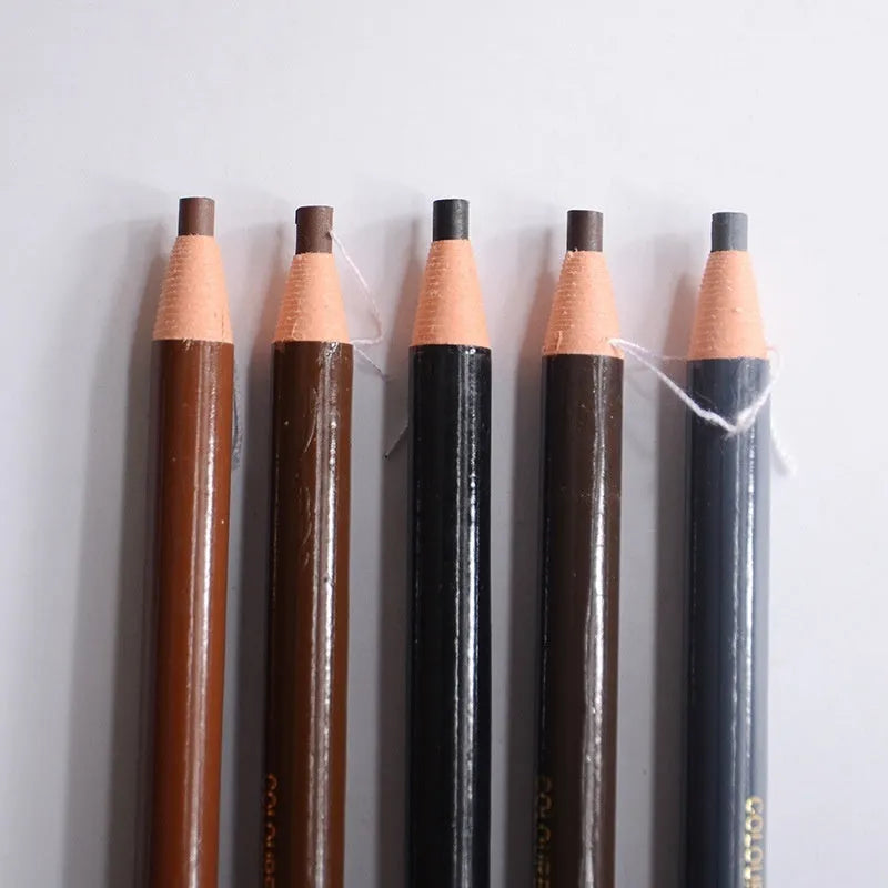 Brown microblading eyebrow pen 2.8G with soft coloured paper roll, crayon core, and protective cap