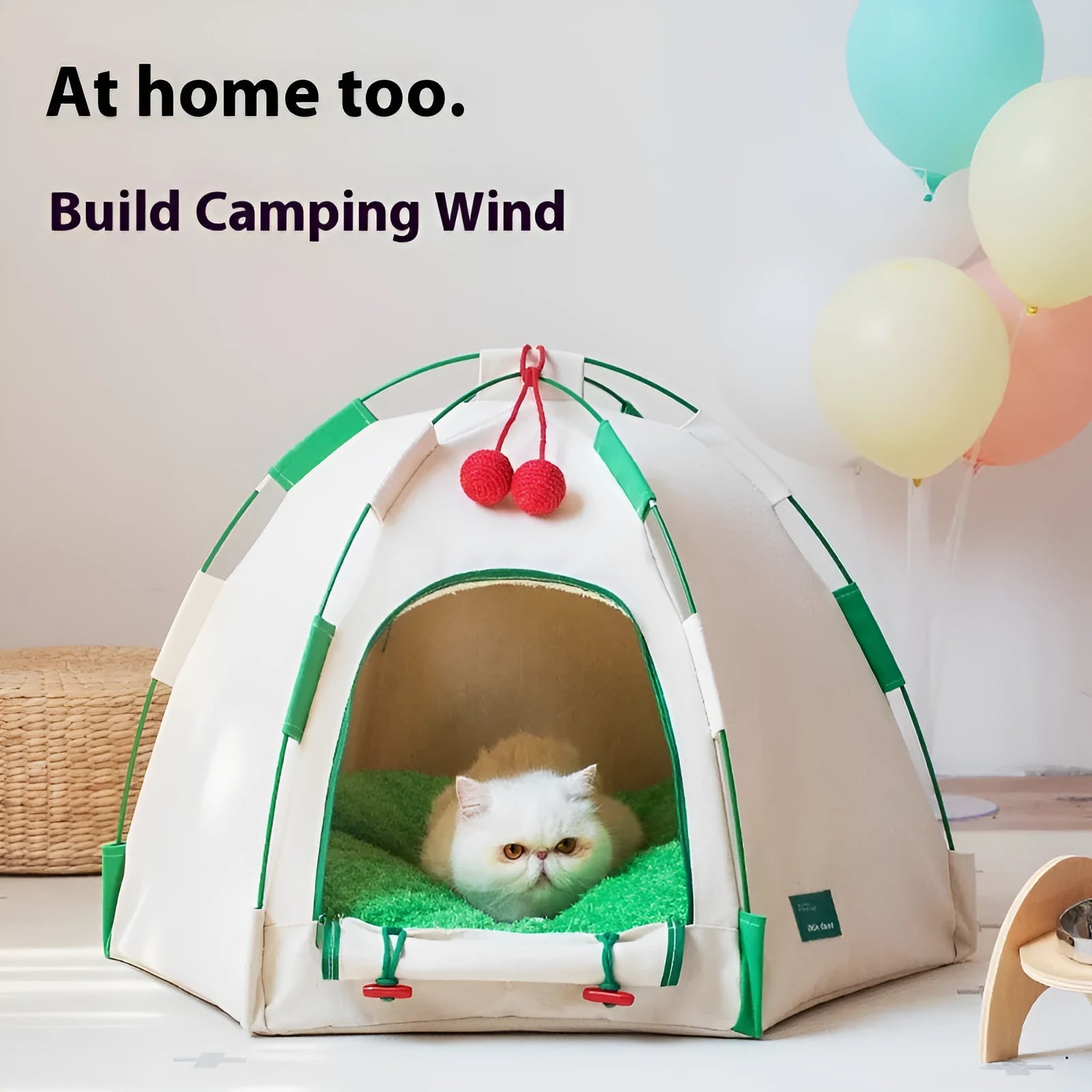 Cloth dome-shaped cat tent with optional thick pad, serving as a pet bed and cage.