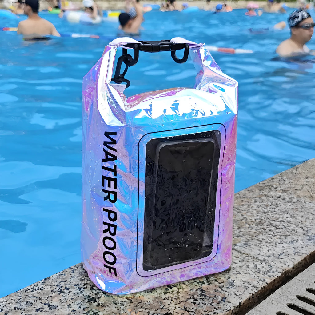 2L waterproof magic colour PVC crossbody bag with lanyard for outdoor use