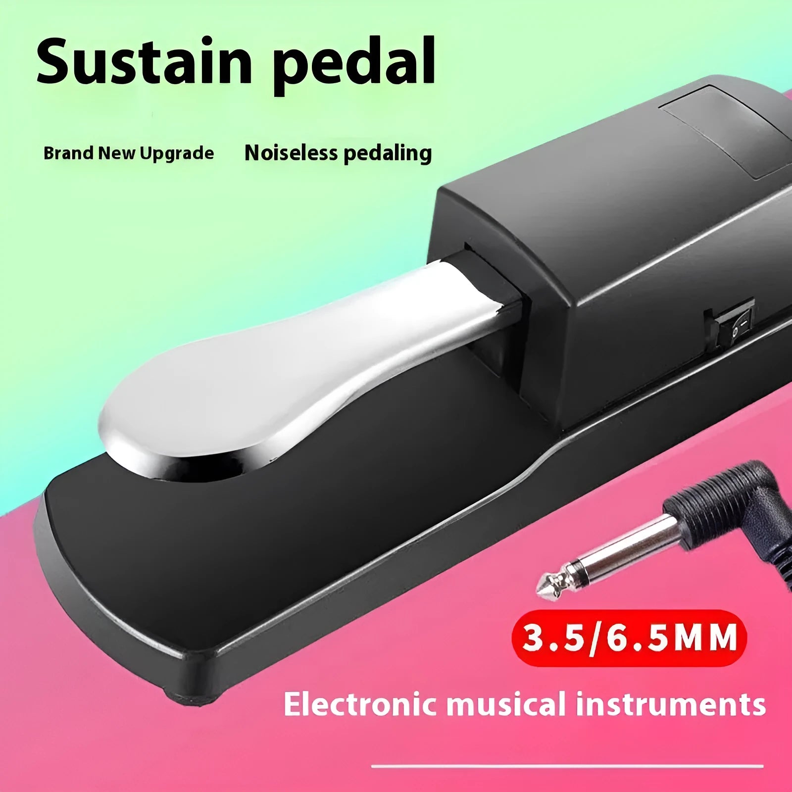 Electronic keyboard sustain pedal with ABS plastic construction and 635mm length