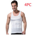 Men's tight-waist body shaper tank top in cotton blend, black or white, sizes S to XXL