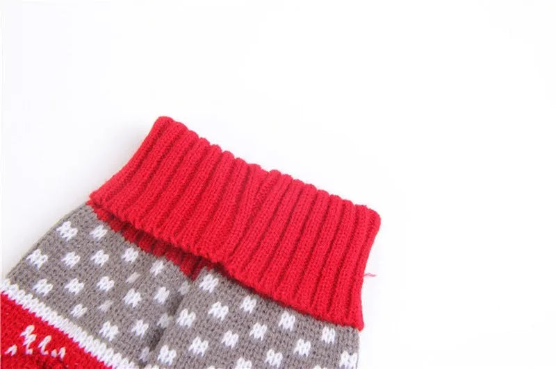 Red reindeer Christmas print dog turtleneck knitted acrylic sweater in sizes XS to XXL