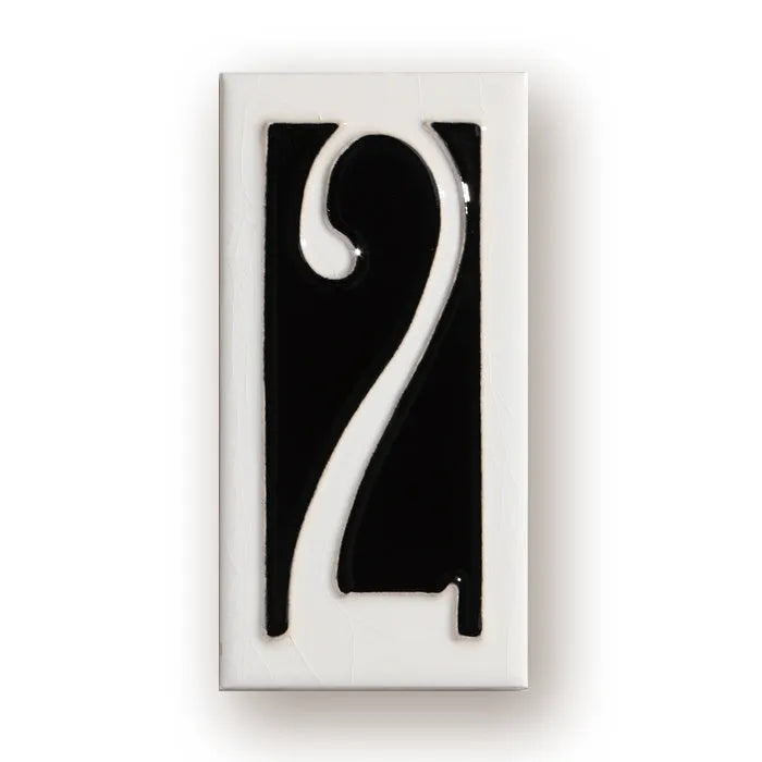 Handmade retro ceramic doorplate with enamel art number, measuring 76 by 152mm.