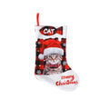 Christmas table runner with printed puppy cat designs in plaid patterns measuring 26x36cm