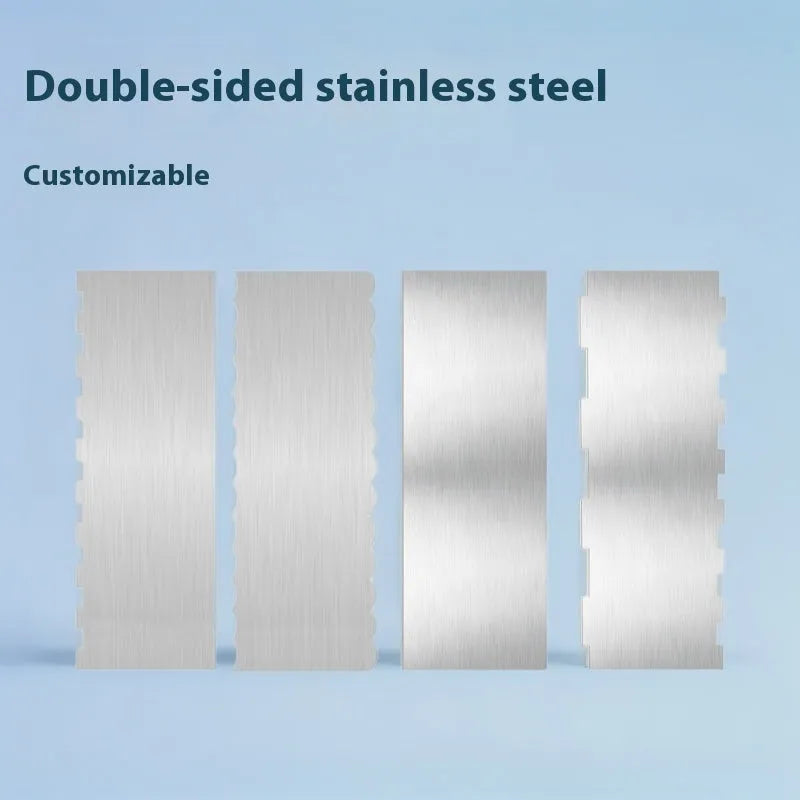 Stainless steel cream scraper with polygon patterned edge for cake decorating