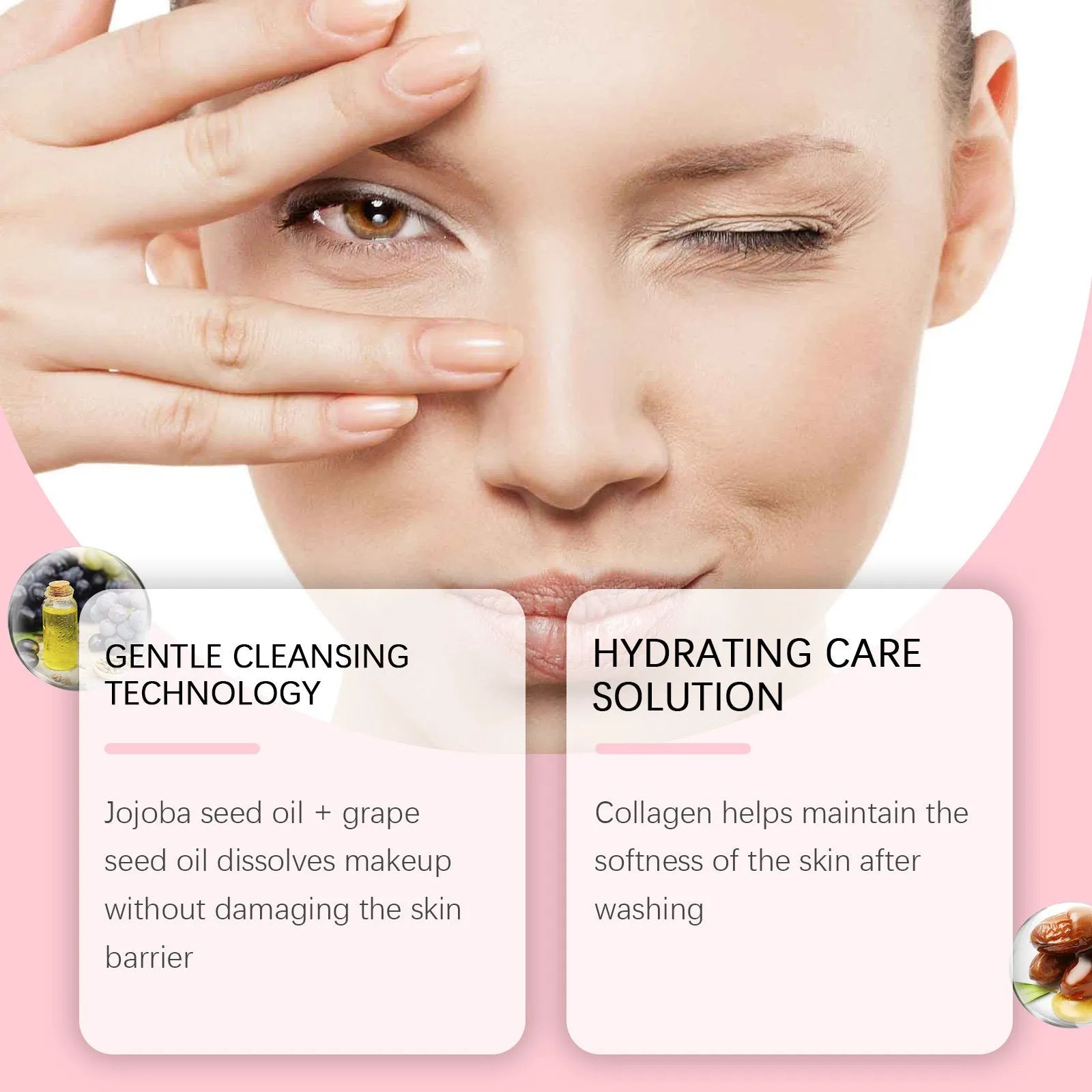 100ml collagen cleansing oil bottle with jojoba and grape seed oils