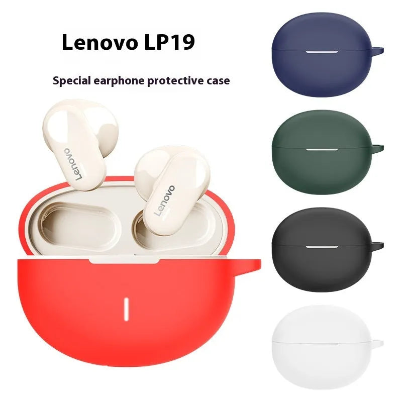 Silicone drop-resistant dustproof earphone case for Lenovo LP19 charging bin in black