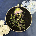 Handmade embroidery jellyfish pendant material package black colour cartoon anime style modern simplicity