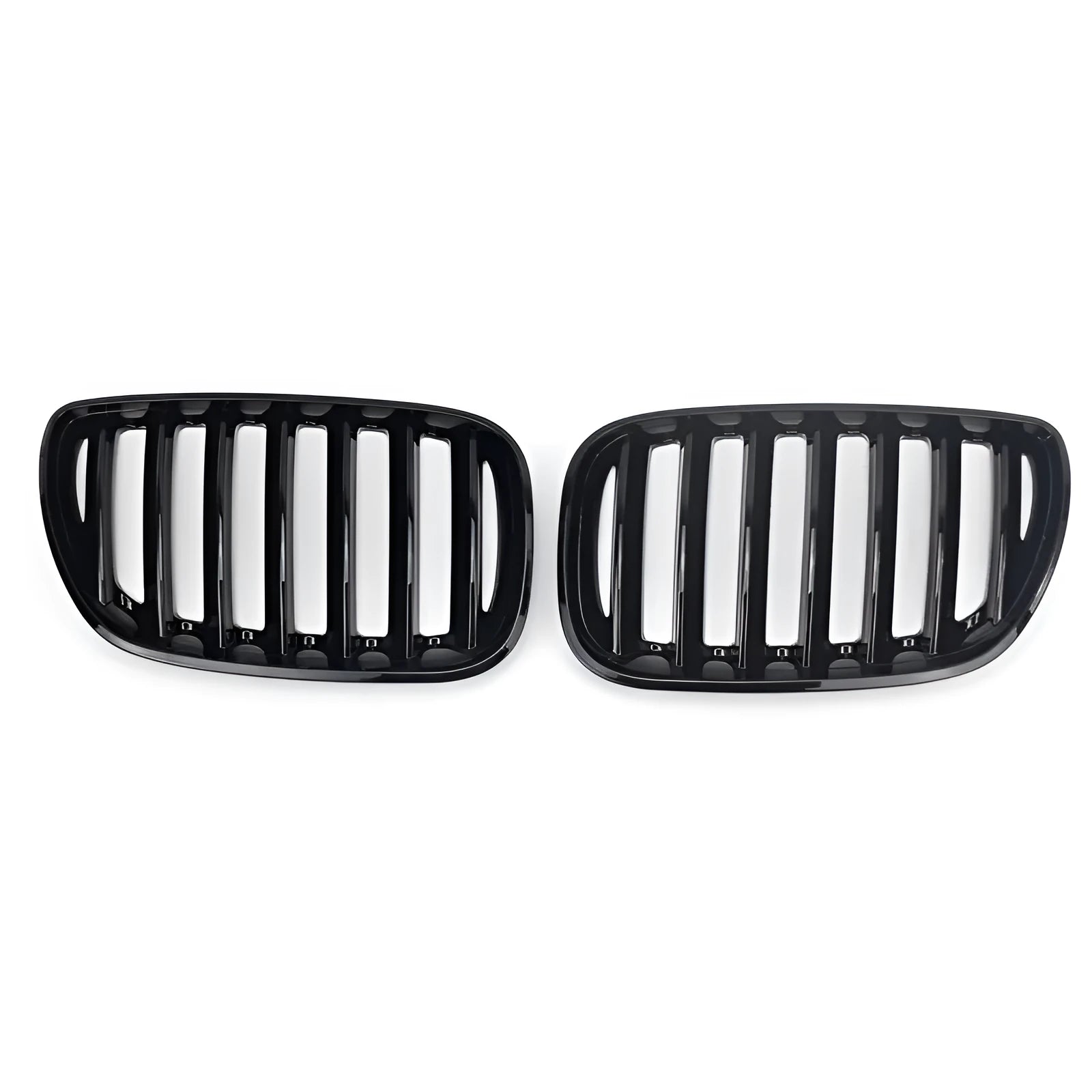 BMW X5 E53 replacement grille kit with 204-middle grid mesh pattern in bright black ABS plastic