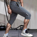 Men's ice silk sports casual pants in straight cut cropped design with high elasticity nylon fabric