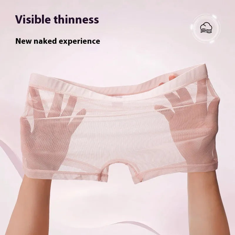 Men's thin mesh boxer briefs in low-waist design on a colour background.