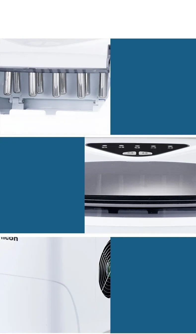 15KG smart WiFi round ice cube maker in black or red with manual water fill and 220V 50Hz power.