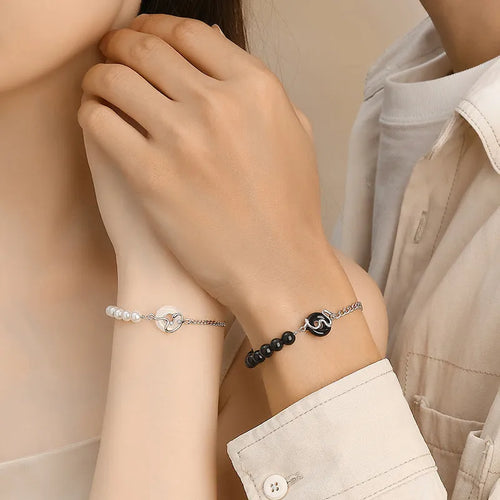 925 sterling silver couple bracelets with snake motif and secure buckle clasps in New Chinese style
