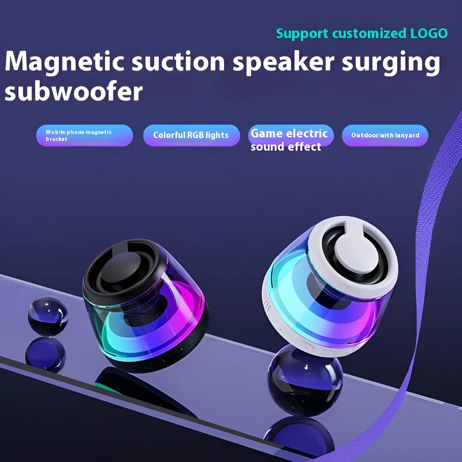 Portable wireless Bluetooth speaker with LED light effects in black or white colour options