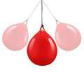 Red water-filled PVC boxing reaction ball with hook rope attachment for martial arts training