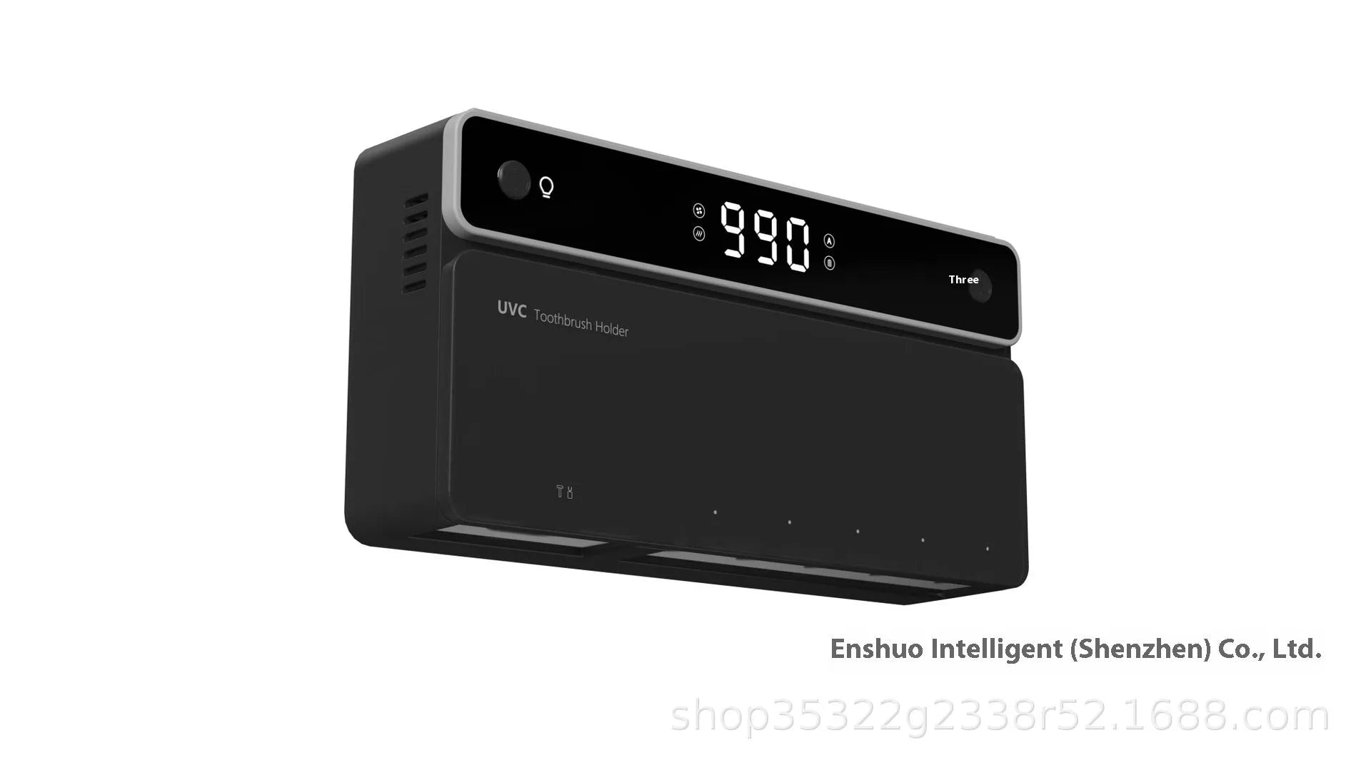 Wall-mounted UV toothbrush sterilizer with automatic drying function and black enclosure