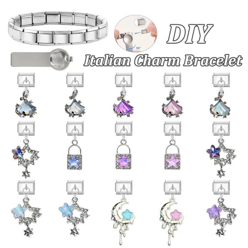 Small stainless steel electroplated pendant module 1x0.9cm charm bracelet accessory
