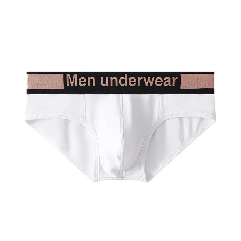 Men's modal briefs in black with a gradient belt and low waist sports design.