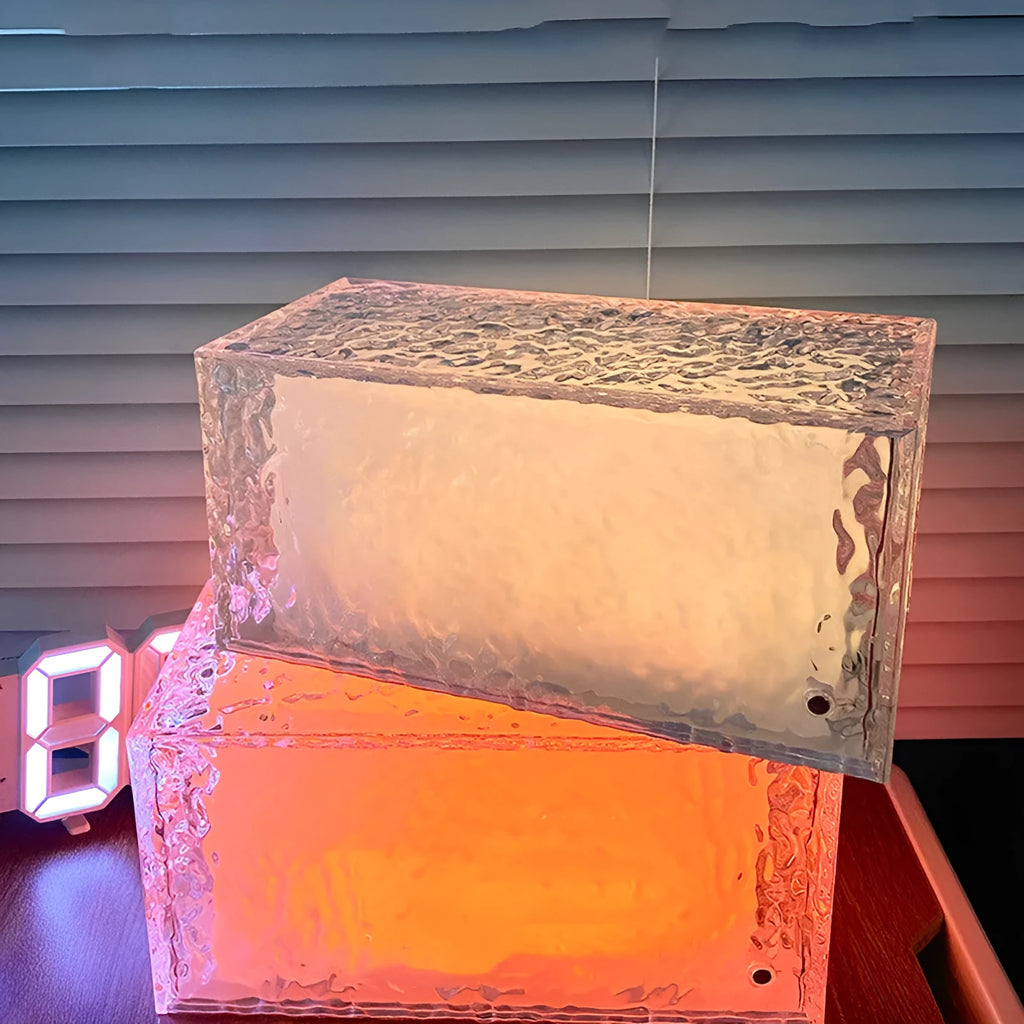 Geometric acrylic ice cube night lamp with touch control and 16 colour lighting options